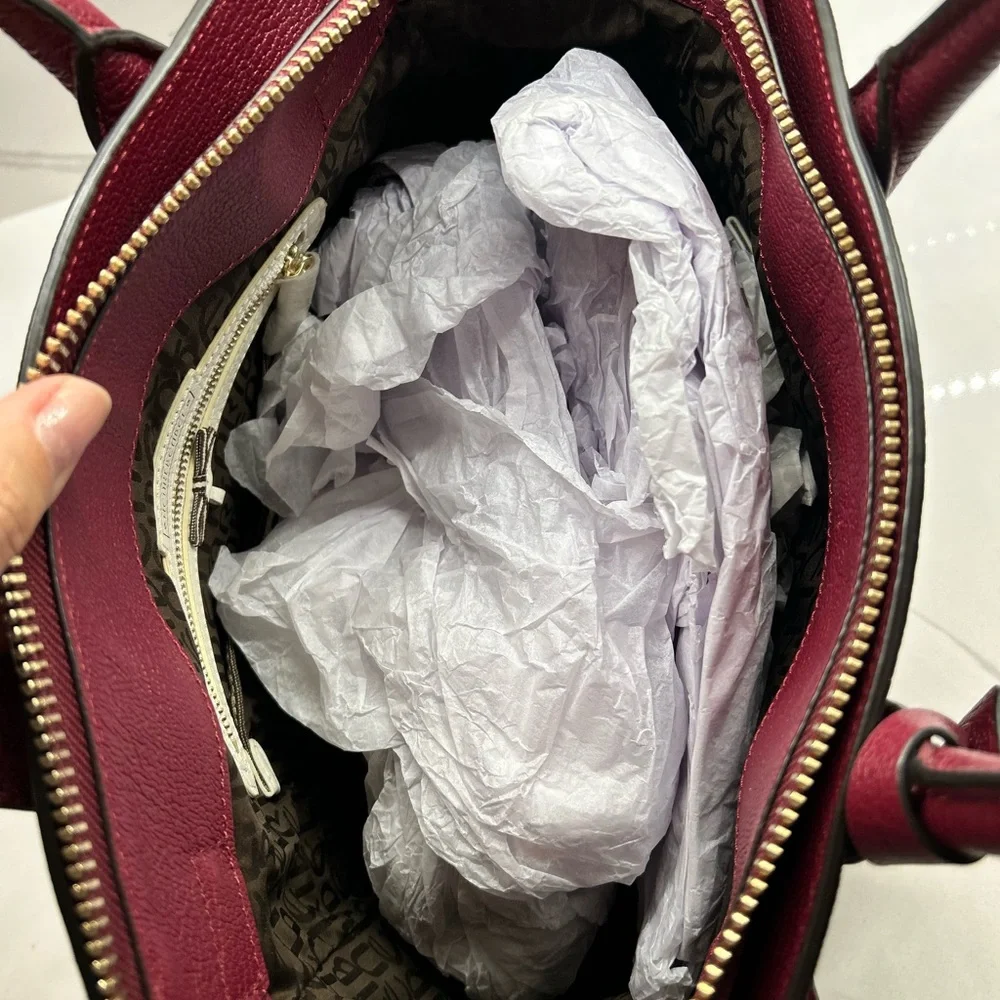 Henri Bendel Burgundy Floral Satchel - Picture 8 of 11